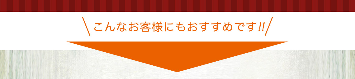 こんなおきゃくさまにもおすすめです!!